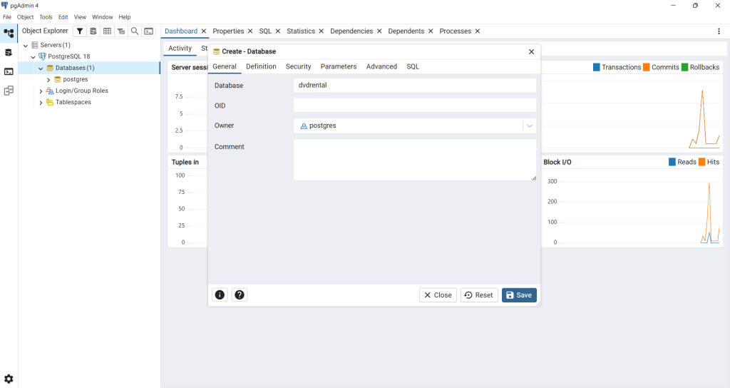 Create dvdrental database in PostgreSQL Server Load PostgreSQL sample database.png