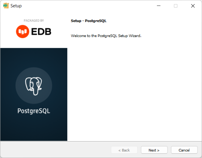PostgreSQL installation wizard Windows